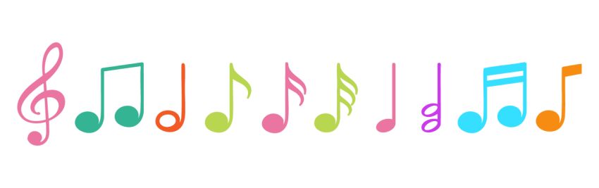 Colorful Music Notes Row PNG Transparent Background