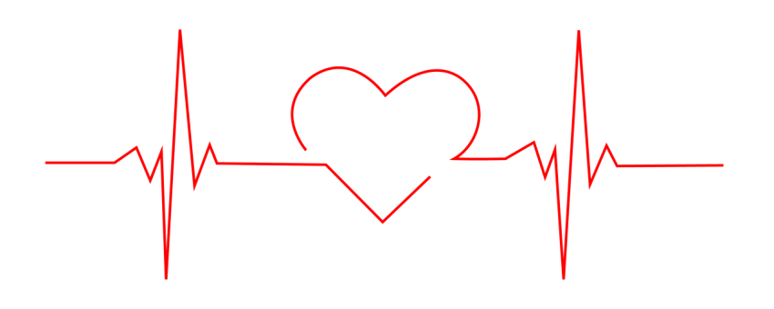 Ecg line with heart text