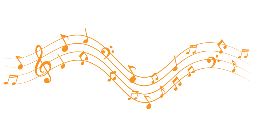 Golden Music Notes Wave PNG