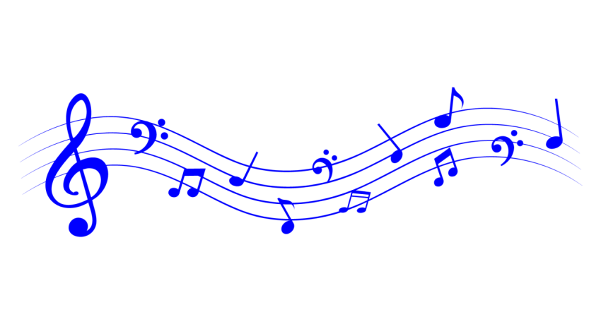 Blue Music Notes Wave PNG