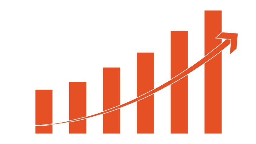 Orange Growth Chart with Rising Arrow PNG