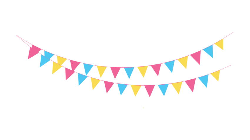 Pink Yellow Blue Festival Bunting Flags PNG