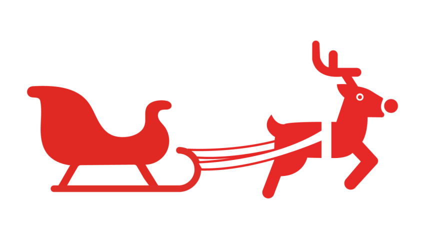 Santa Sleigh with Reindeer PNG
