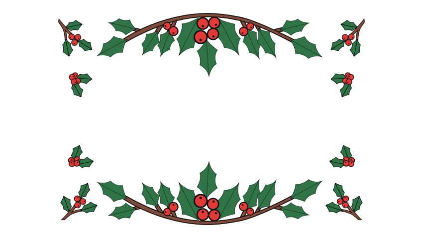 Christmas Holly Border Frame PNG Download