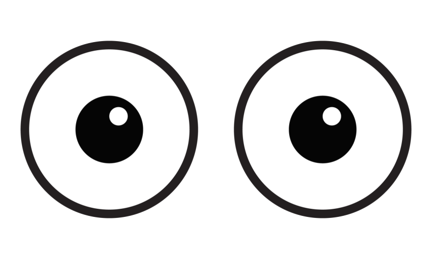 Simple Black and White Cartoon Eyes PNG