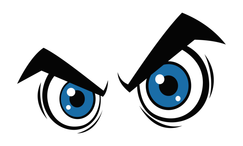 Blue Angry Cartoon Eyes PNG Download
