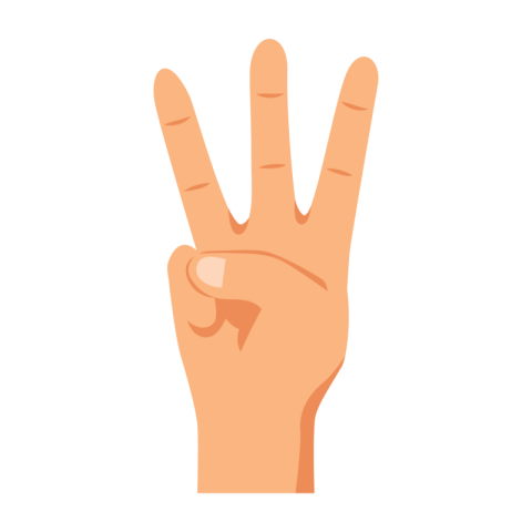 Three Fingers Hand Gesture Vector PNG