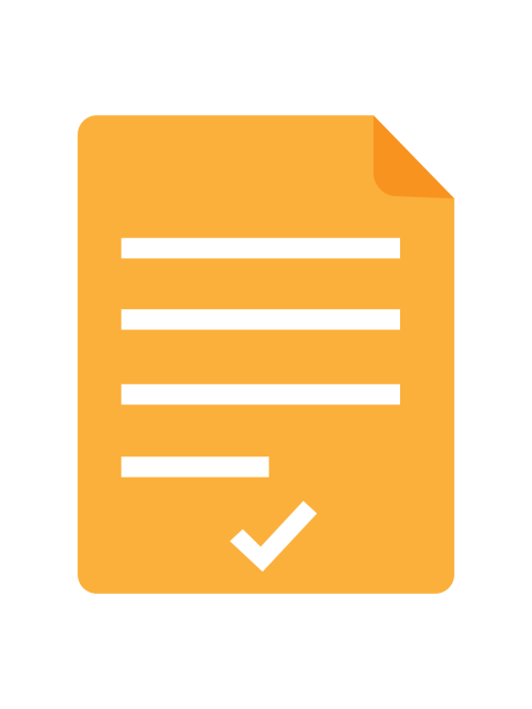 Yellow Document Checklist PNG Icon with Check Mark