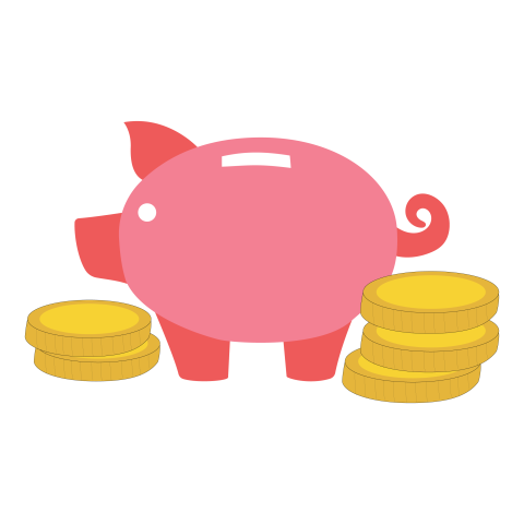 Pink Piggy Bank with Gold Coins PNG