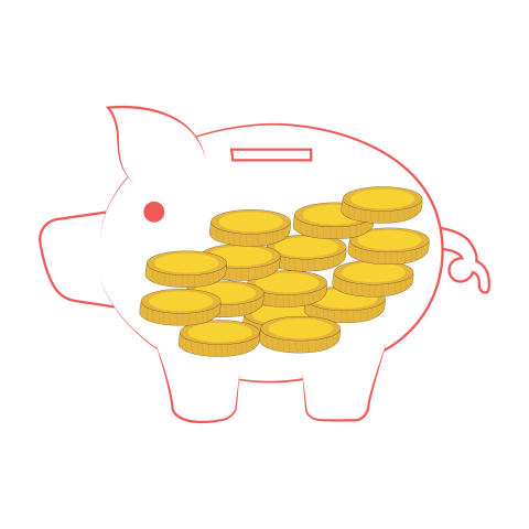 Piggy Bank with Gold Coins PNG