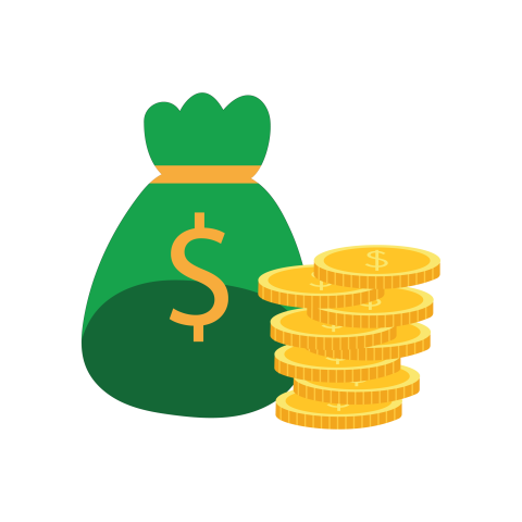 Green Money Bag with Gold Coins PNG