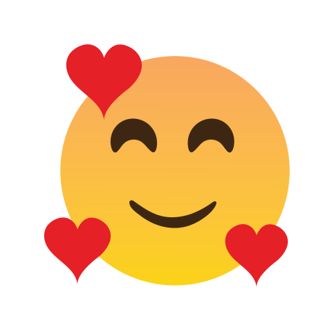 Cute Smiling Emoji with Hearts PNG
