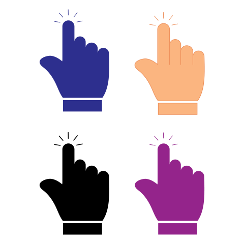 Colorful Click Hand Gesture Icons Transparent PNG