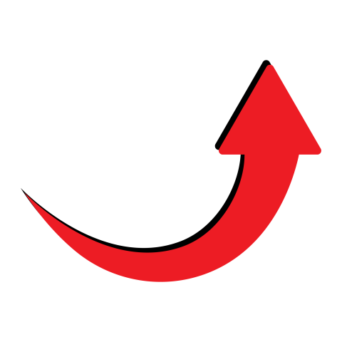 Red Curved Up Arrow PNG Free Download