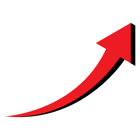Red Curved Upward Arrow PNG Free Download