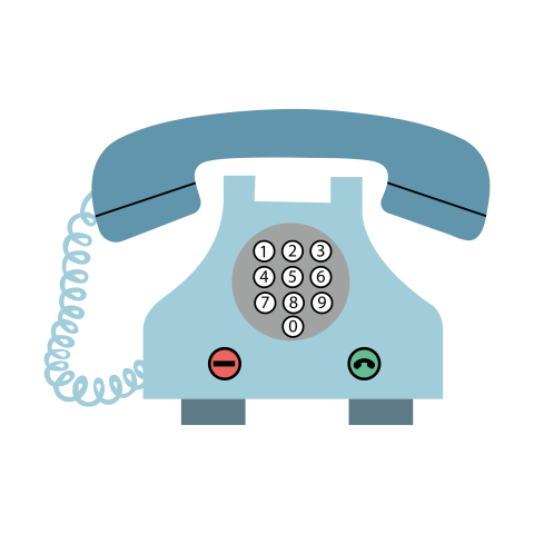 Blue Desk Telephone with Dial Pad PNG