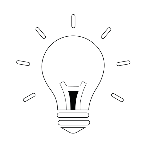 Idea black and white bulb png transparent