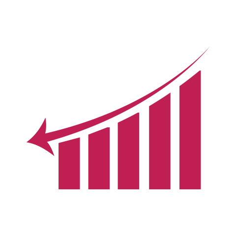 Pink Business Downward Chart with Arrow PNG