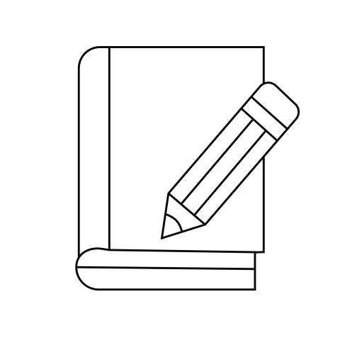 Notebook with Pencil Outline Writing PNG