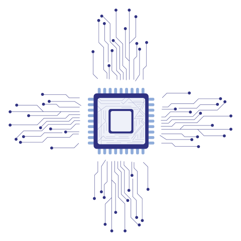 Digital Microchip Circuit PNG Illustration