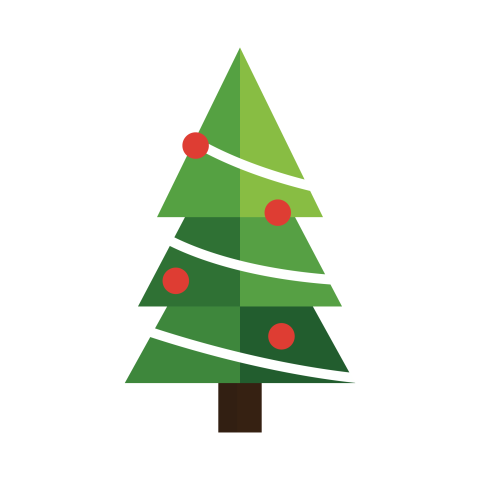 Layered Christmas Tree PNG with Decorations