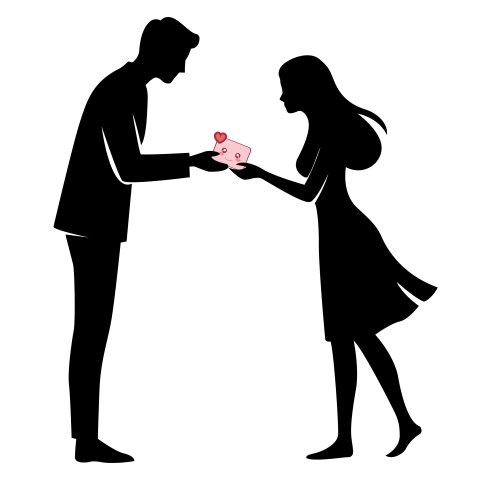 Man Giving Love Letter to Woman PNG