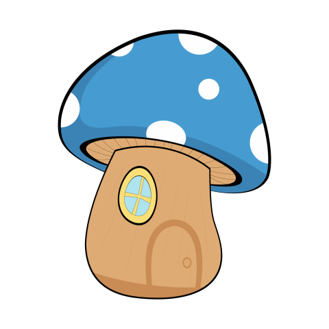 Cute Blue Mushroom House PNG