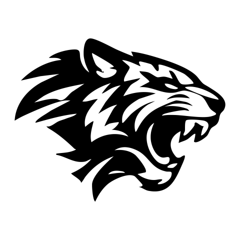 Aggressive Tiger Head Silhouette Logo PNG