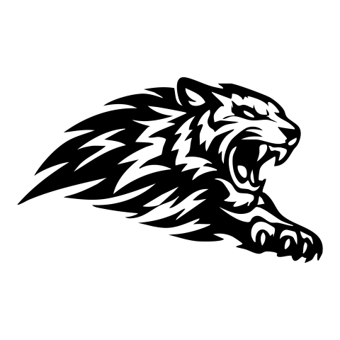 Aggressive tiger head silhouette logo png free