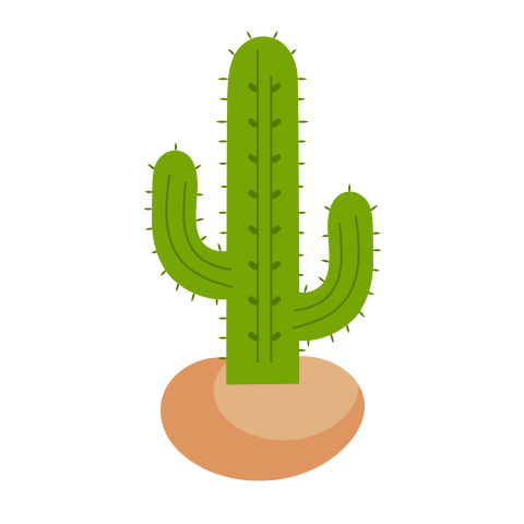 Bright Green Saguaro Cactus in Clay Pot PNG