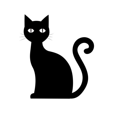 Black cat silhouette png transparent background