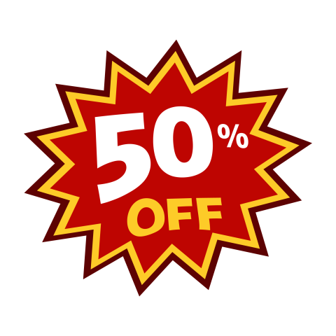 50% Off Sale Badge Starburst Design PNG Transparent Background