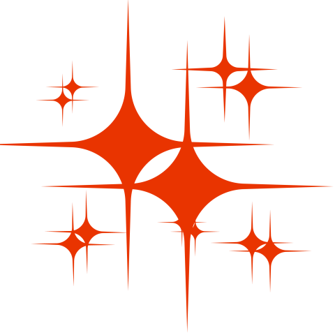 Decorative orange star sparkle graphic