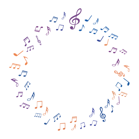 Colorful music notes clipart