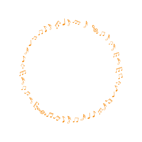Golden Music Notes Circular Frame PNG Transparent Background