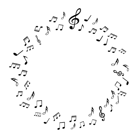 Circular black music notes png free download