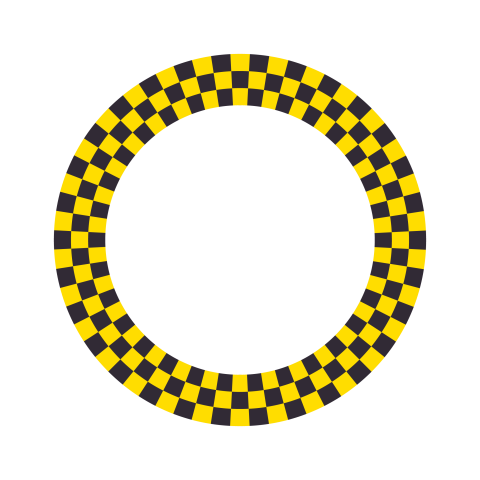 Yellow Checkered Circle Frame PNG